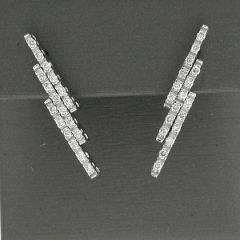 144k White Gold Round Cut Diamonds Ligtning Bolt Screwback Earrings 0.56 Ctw