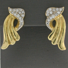 14k Two Tone Round Cut Diamonds Screwback Dangling Earrings 0.62 Ctw 