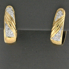 14k Two Tone Round Cut Diamonds Hoop Earrings 0.36 Ctw
