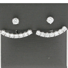 14k White Gold Round Cut Diamonds Pushback Earrings 1.19 Ctw 
