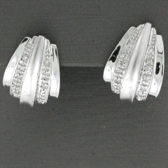 14k White Gold Round Cut Diamonds Screwback Earrings 0.25 Ctw 