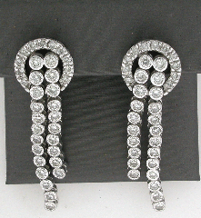 14k White Gold Round Cut Diamonds Screwback Earrings 2.03 Ctw