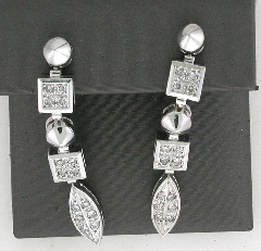 14k White Gold Round Cut Dangling Screwback Earrings 0.60 Ctw 