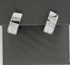 18k White Gold Round Cut Diamonds Hoop Earrings 0.50 Ctw