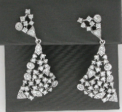 14k White Gold Round Cut Diamonds Screwback Earrings 1.21 Ctw