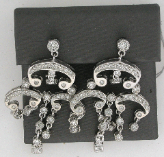 14k White Gold Round Cut Diamonds Chandelier Screwback Dangling Earrings 1.60 Ctw 
