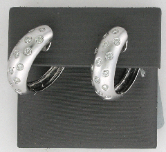 14k White Round Cut Diamonds Hoop Earrings 0.93 Ctw 