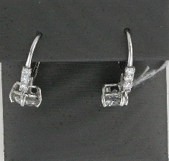 14k White Gold Round Cut Center Stone Leverback Dangling Earrings 2.29 Ctw
