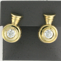 14k Yellow Gold Round Cut Center Stone Leverback Earrings 1.43 Ctw 