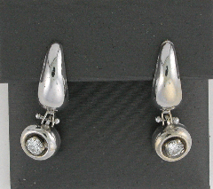 14k White Gold Round Cut Center Stone Dangling Screwback Earrings 0.36 Ctw 