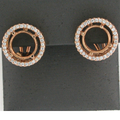 14k Rose Gold Semi Mount Diamond Halo Leverback Earrings 0.54 ctw 