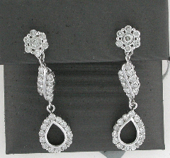 18k White Gold Round Cut Diamonds Screwback Dangling Earrings 0.96 Ctw