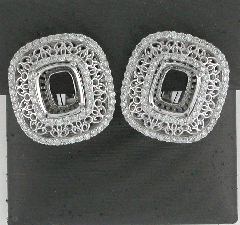 14k White Gold Semi Mount Round Cut Diamonds Omegaback Earrings 1.01 Ctw 