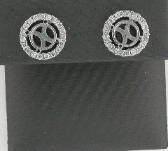 14k White Gold Semi Mont Round Cut Diamonds Jacket Stud Screwback Earrings 0.53 Ctw 