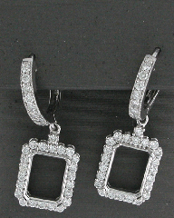 14k White Gold Semi Mount Roubd Cut Diamonds Hoop Earings 0.99 Ctw 