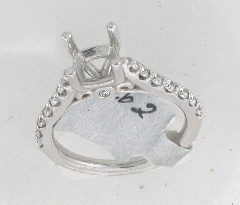 14k White Gold Semi Mount Round Cut Diamonds Engagement Ring 0.62 Ctw