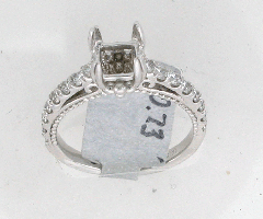 14k White Gold Semi Mount Round Cut Diamonds Engagement Ring 0.73 Ctw