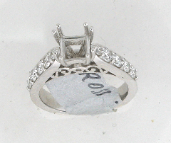 14k White Gold Semi Mount Round Cut Diamonds Engagement Ring 0.83 Ctw