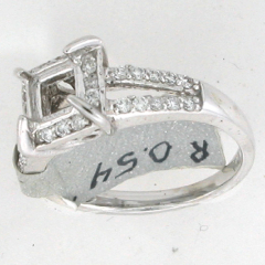14k White Gold Semi Mount Round Cut Diamonds Halo Split Shank Engagement Ring 0.54 Ctw 
