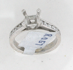14k White Gold Semi Mount Round Cut Diamonds Channel Set Engagement Ring 0.57 Ctw 