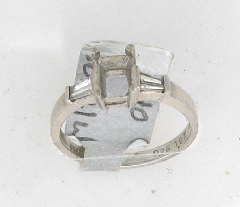 14k White Gold Semi Mount Two Stone Baguette Solitaire Engagement Ring 0.40 Ctw 