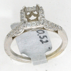 14k White Gold Semi Mount Round Cut Diamond Halo Engagement Ring 0.52 Ctw 