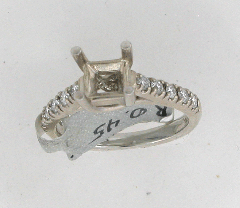 14k White Gold Semi Mount Round Cut Diamonds Engagement Ring 0.45 Ctw