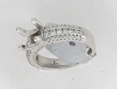 14k White Gold Semi Mount Round Cut Diamonds Channel Set Engagement Ring 0.76 Ctw
