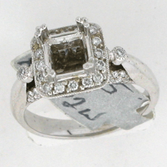 14k White Gold Semi Mount Round Cut Diamonds Halo Solitaire Engagement Ring 0.65 Ctw 