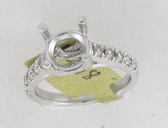 14k White Gold Semi Mount Round Cut Diamonds Engagement Ring 0.48 Ctw
