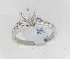 14k White Gold Semi Mount Prong Setting Round Cut Channel Set Engagement Ring 0.36 Ctw