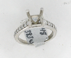 14k White Gold Semi Mount Round Cut Diamonds Engagement Ring 0.48 Ctw