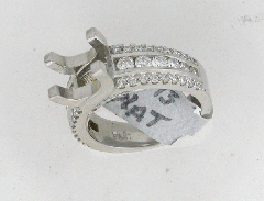 Platinum Semi Mount Round Cut Diamonds Channel Set Engagement Ring 0.73 Ctw 