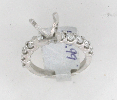 14k White Gold Semi Mount Round Cut Diamonds Engagement Ring 0.99 Ctw