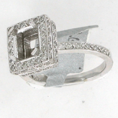 14k White Gold Semi Mount Round Cut Diamond Halo Engagement Ring 0.65 Ctw