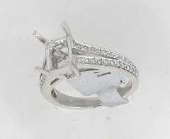 14k White Gold Semi Mount Split Shank Round Cut Diamonds Engagement Ring 0.41 Ctw