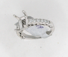 14k White Gold Semi Mount Round Cut Diamonds Engagement Ring 0.49 Ctw