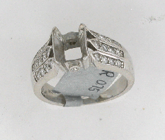 14k White Gold Semi Mount Round Cut Diamonds Engagement Ring 0.75 Ctw