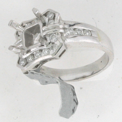 14k White Gold Semi Mount Round Cut Diamonds Halo Channel Set Engagement Ring 0.81 Ctw 