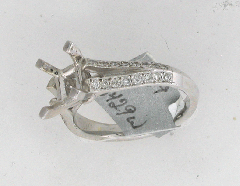 14k White Gold Semi Mount Split Shank Round Cut Diamonds Engagement Ring 0.39 Ctw