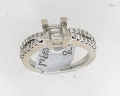 14k White Gold Semi Mount Split Shank Round Cut Diamonds Engagement Ring 0.58 Ctw