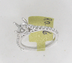 14k White Gold Semi Mount Round Cut Diamonds Engagement Ring 0.36 Ctw
