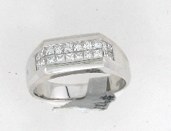 14k White Gold Men's Princess Cut Invisible Set Wedding Band 1.30 Ctw 