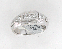 14k White Gold Princess Cut Invisible Set and Round Cut Diamonds Wedding Band 0.69 Ctw 