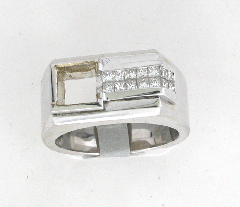 14k White Gold Men's Semi Mount Bezel Set Princess Cut Invisible Diamond Set Wedding Band 0.84 Ctw 