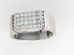 14k White Gold Princess Cut Invisible Diamond Set and Round Cut Channel Set Wedding Band 2.33 Ctw 