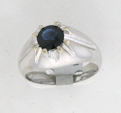 14k White Gold Men's Blue Sapphire Center Stone Solitaire Wedding Band 1.40 Ctw 