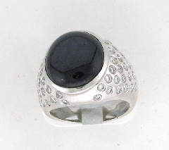 14k White Gold Men's Blue Sapphire Center Stone and Round Cut Diamonds Wedding Band 11.8 Ctw 