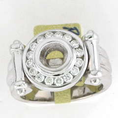 14k White Gold Men's Semi Mount Diamond Halo Wedding Band 0.63 Ctw 