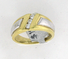 18k Two Tone Round Cut Channel Diamond Set Wedding Band 0.30 Ctw 